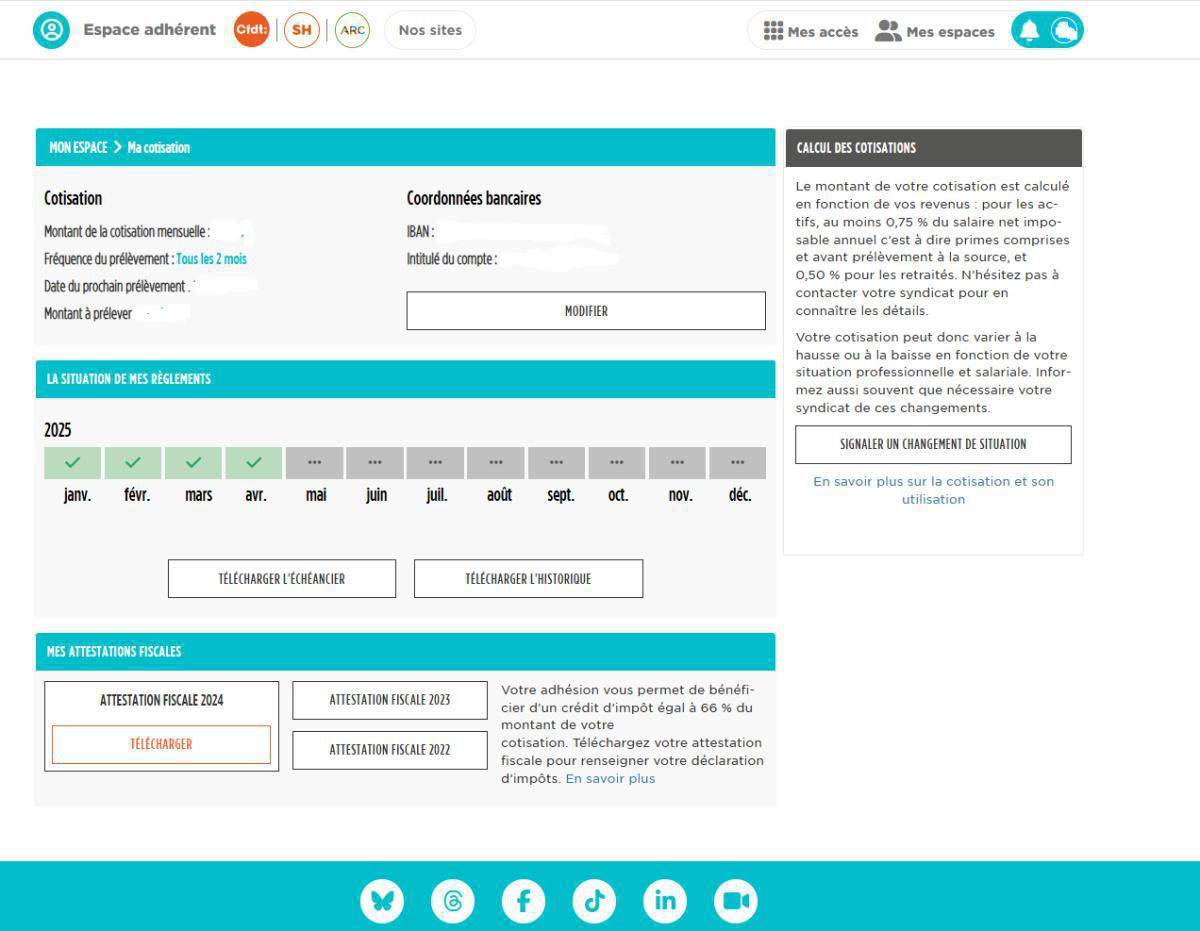 ESPACE ADHÉRENT - RETROUVEZ TOUTES VOS INFORMATIONS EN LIGNE.Imprimer une Attestation Fiscale.......