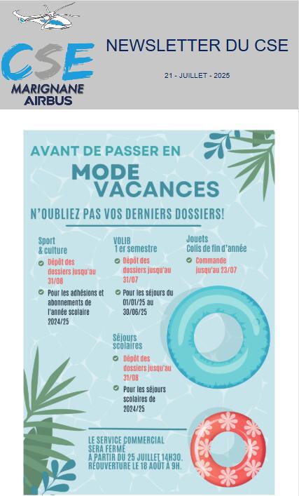 NEWSLETTER DU CSE 21 - JUILLET - 2025