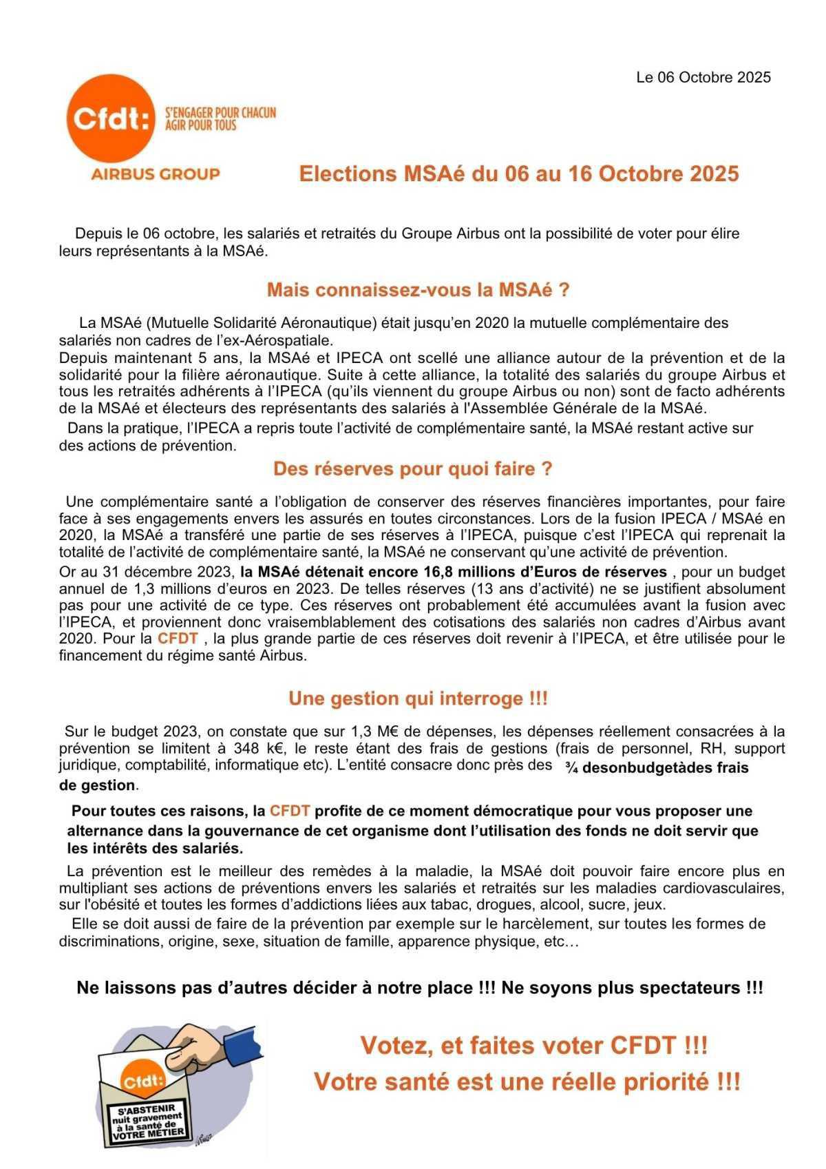 Election des Représentants à la MSAé Octobre 2025