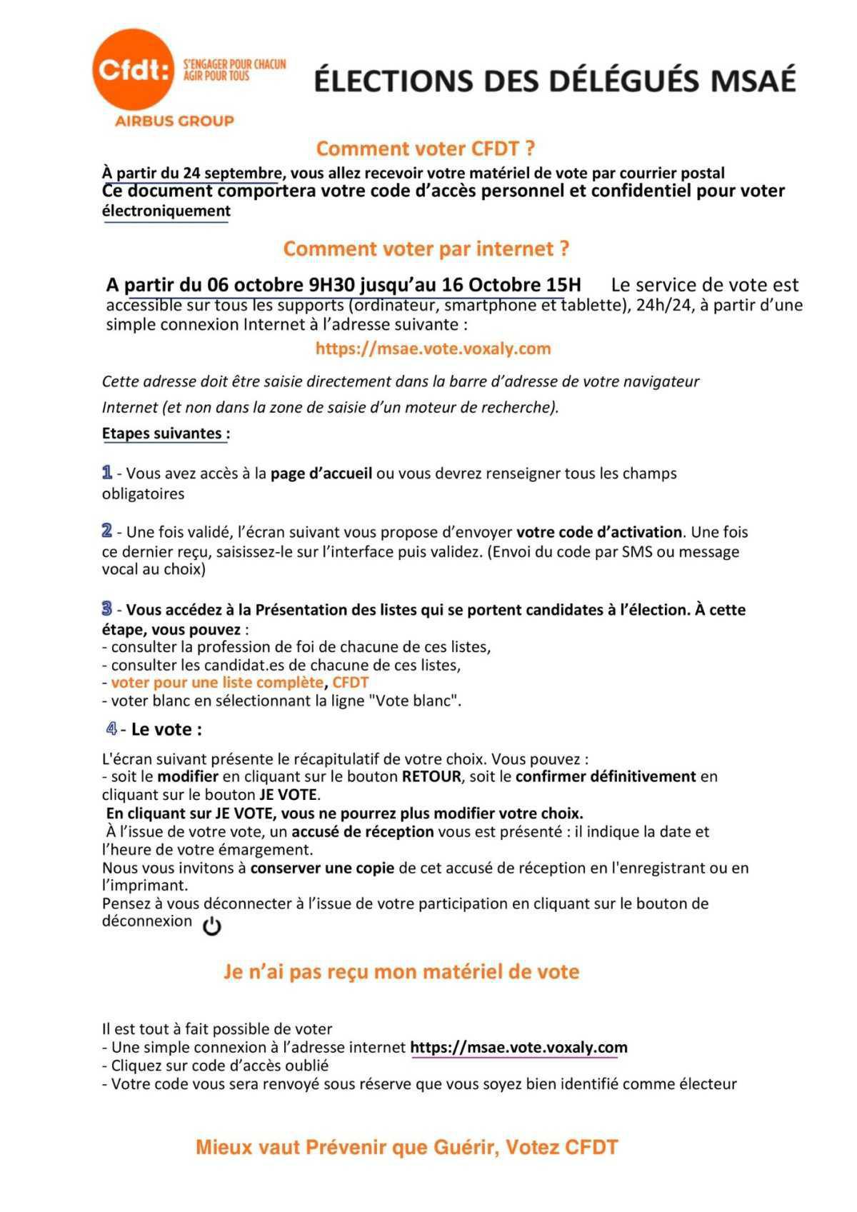 Election des Représentants à la MSAé Octobre 2025