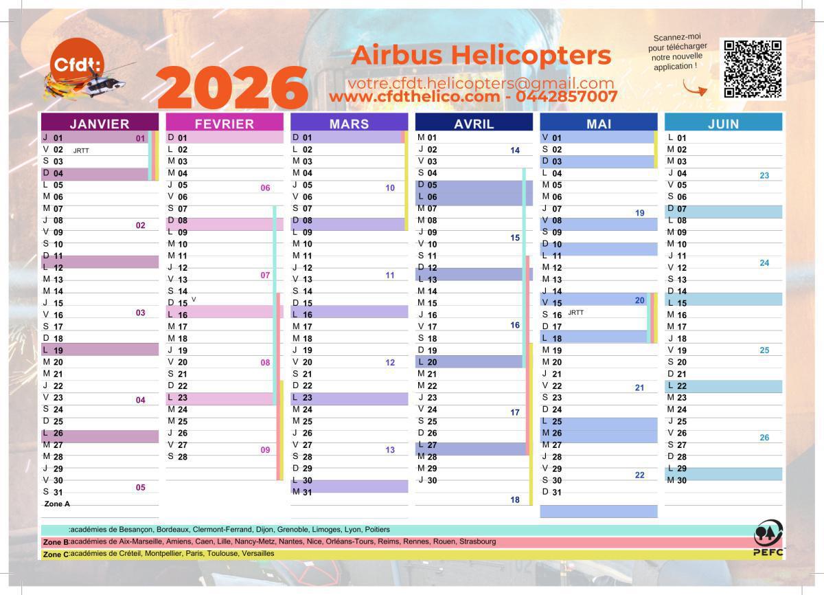 CALENDRIER CFDT 2026