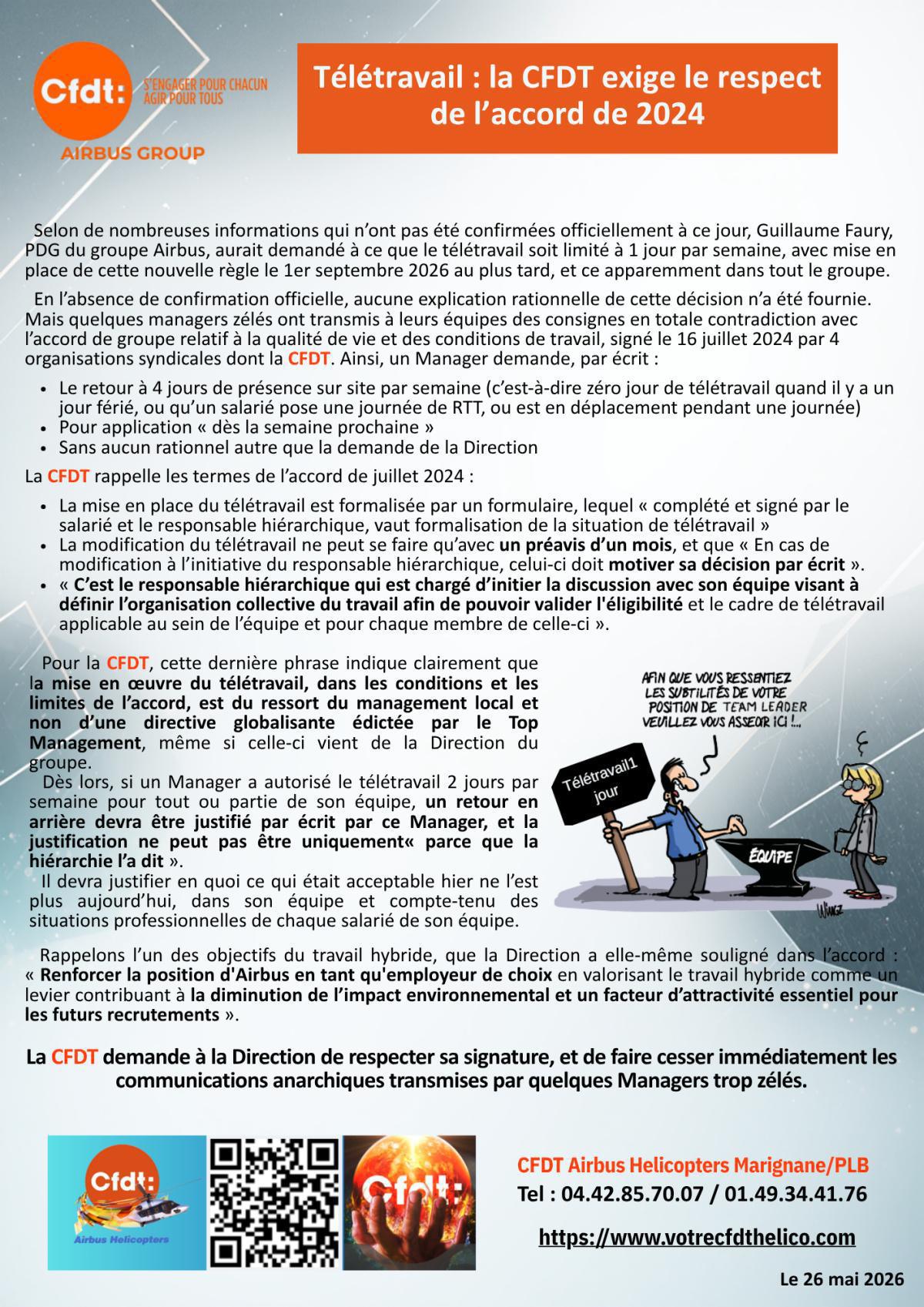 Télétravail&nbsp;: la CFDT exige le respect de l’accord de 2024