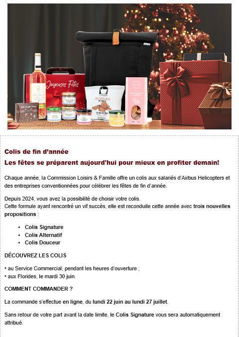 COMMISSION LOISIRS & FAMILLE - Colis de fin d'année, faites votre choix