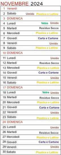 Calendario Raccolta Differenziata