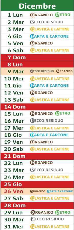 Calendario Raccolta Differenziata