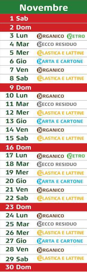 Calendario Raccolta Differenziata