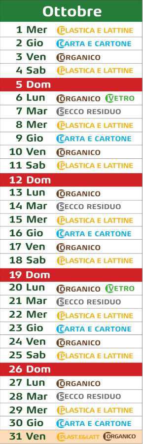 Calendario Raccolta Differenziata