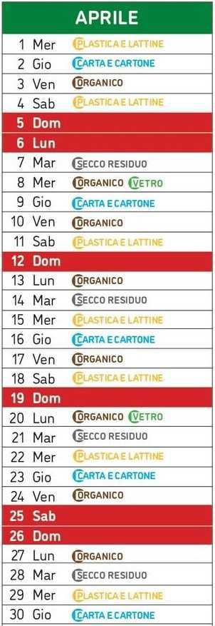 Calendario Raccolta Differenziata
