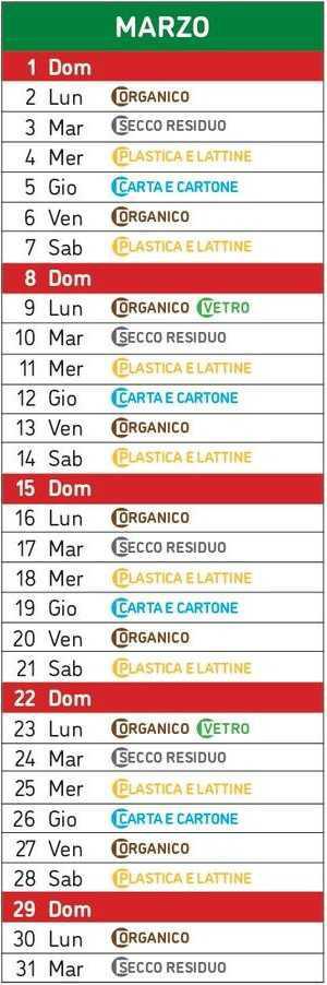 Calendario Raccolta Differenziata