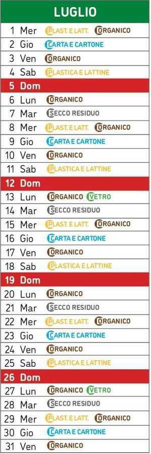 Calendario Raccolta Differenziata
