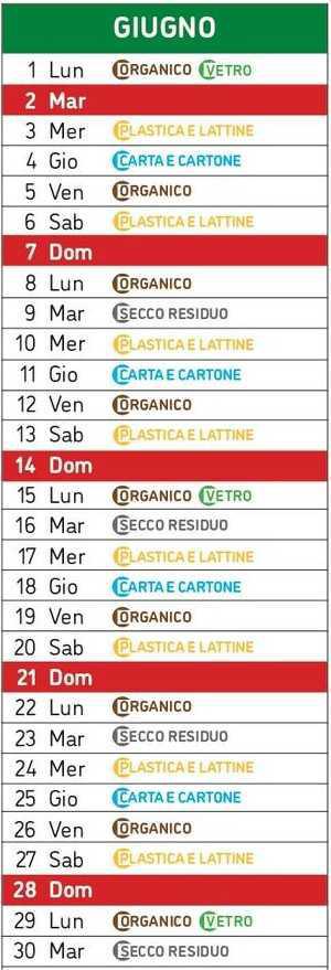 Calendario Raccolta Differenziata