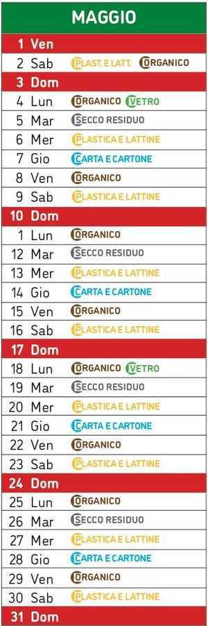 Calendario Raccolta Differenziata