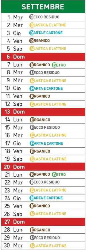 Calendario Raccolta Differenziata