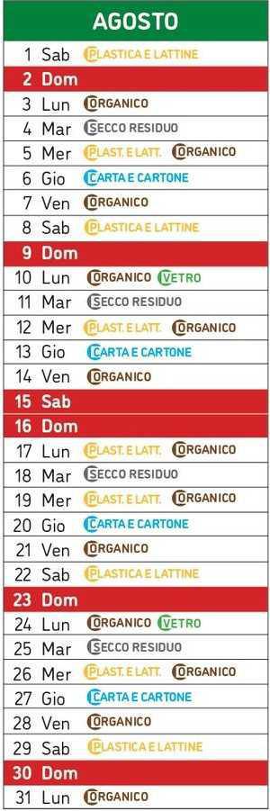 Calendario Raccolta Differenziata