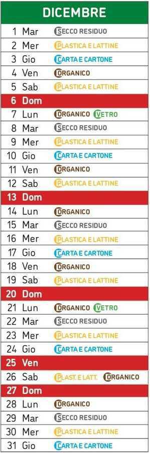 Calendario Raccolta Differenziata