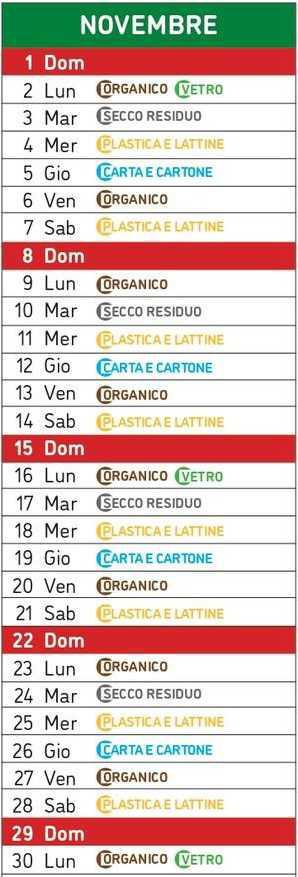 Calendario Raccolta Differenziata