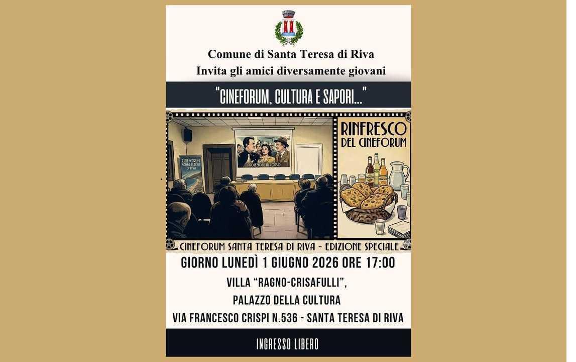 Cineforum, Cultura, Sapori… (Inizio ore 17.00)