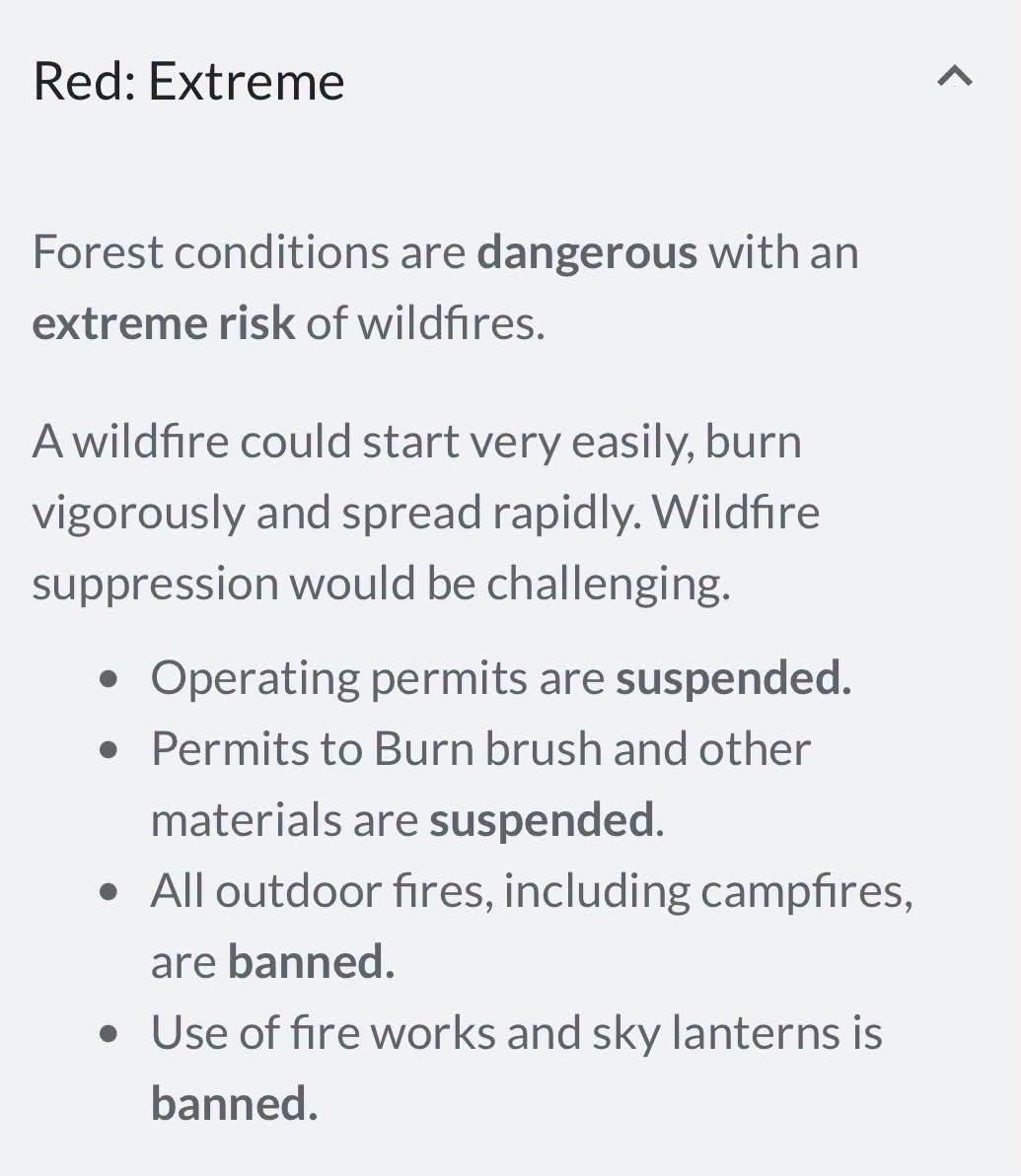 Public Advisory - Extreme Fire Hazard Rating!