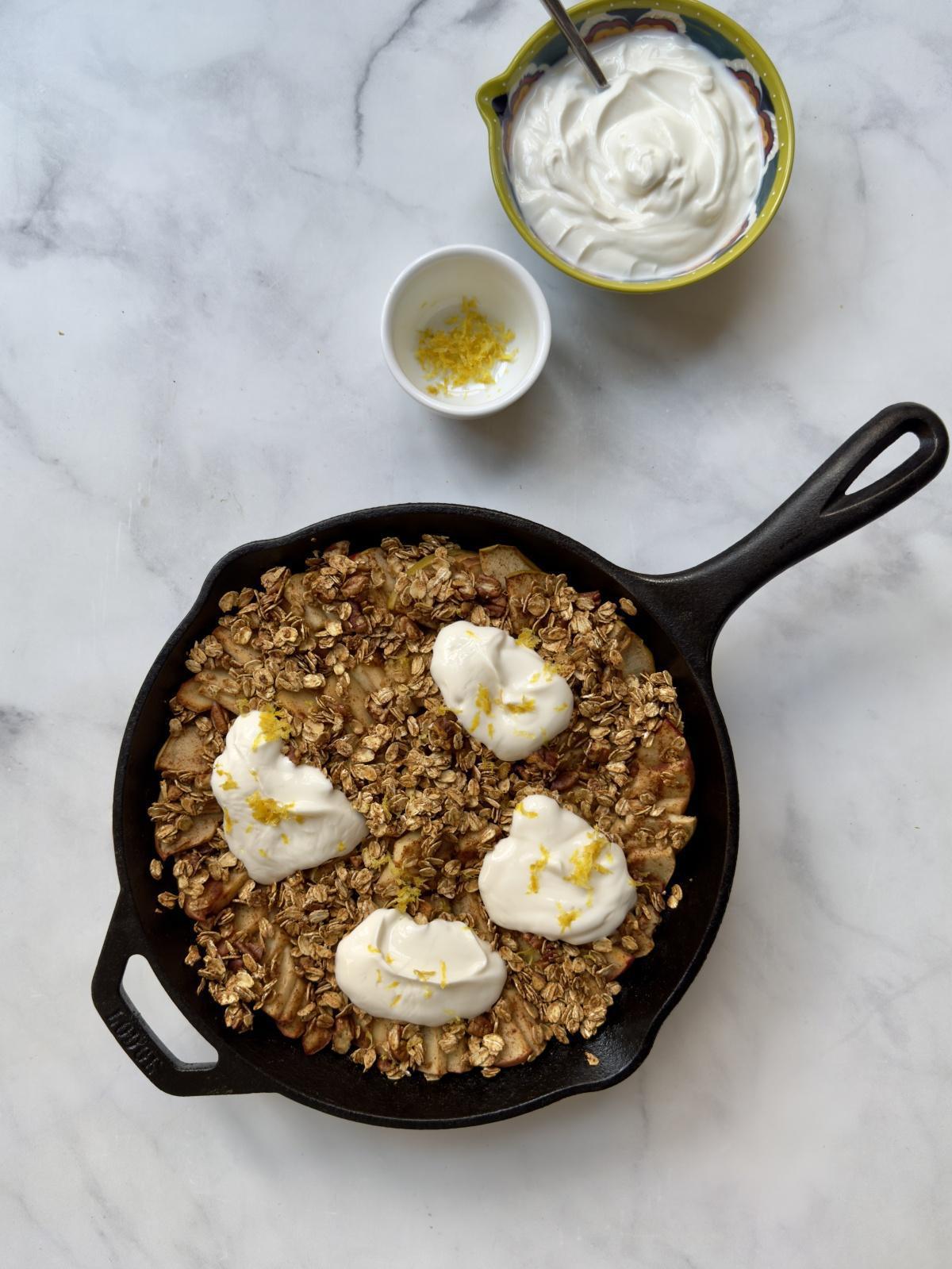 Warm Baked Apple-Cinnamon Streusel Skillet