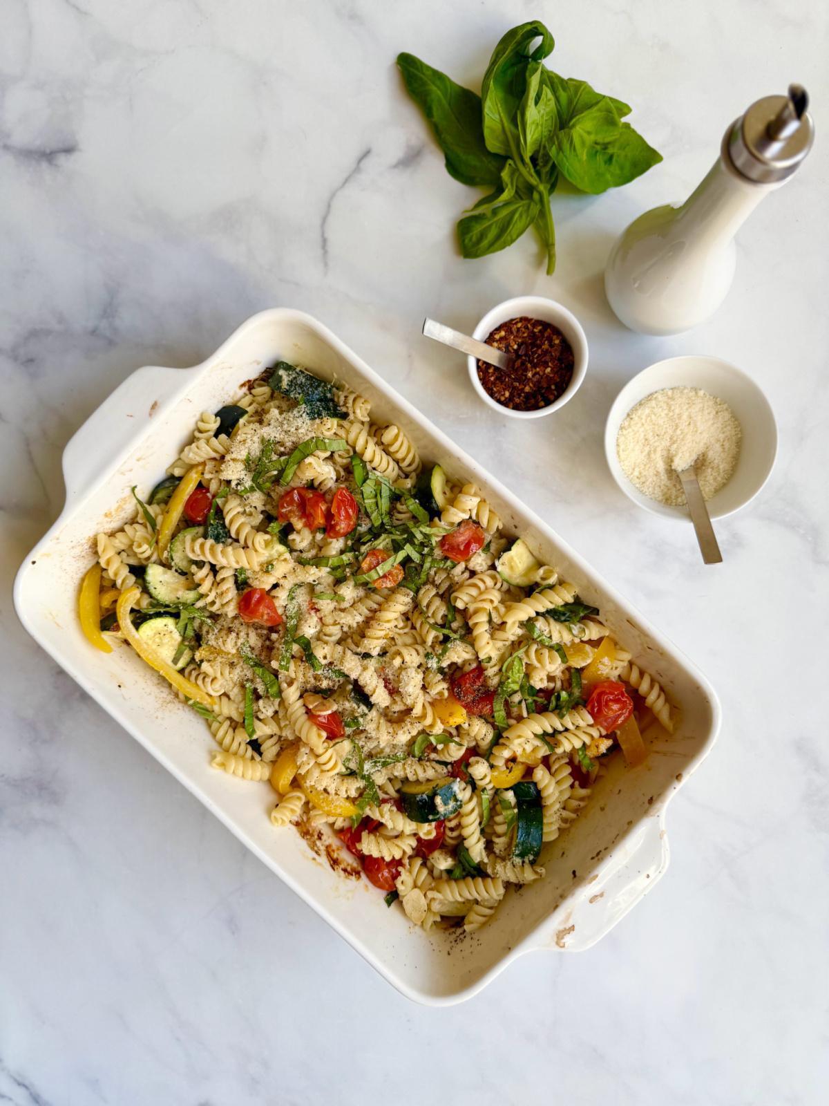 Creamy Herbed Boursin Pasta with Roasted Veggies