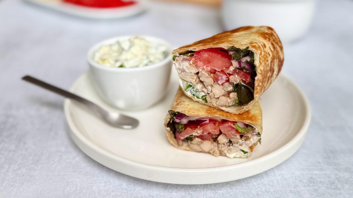 Toasted Chicken Shawarma Wraps with Garlic Cucumber Sauce
