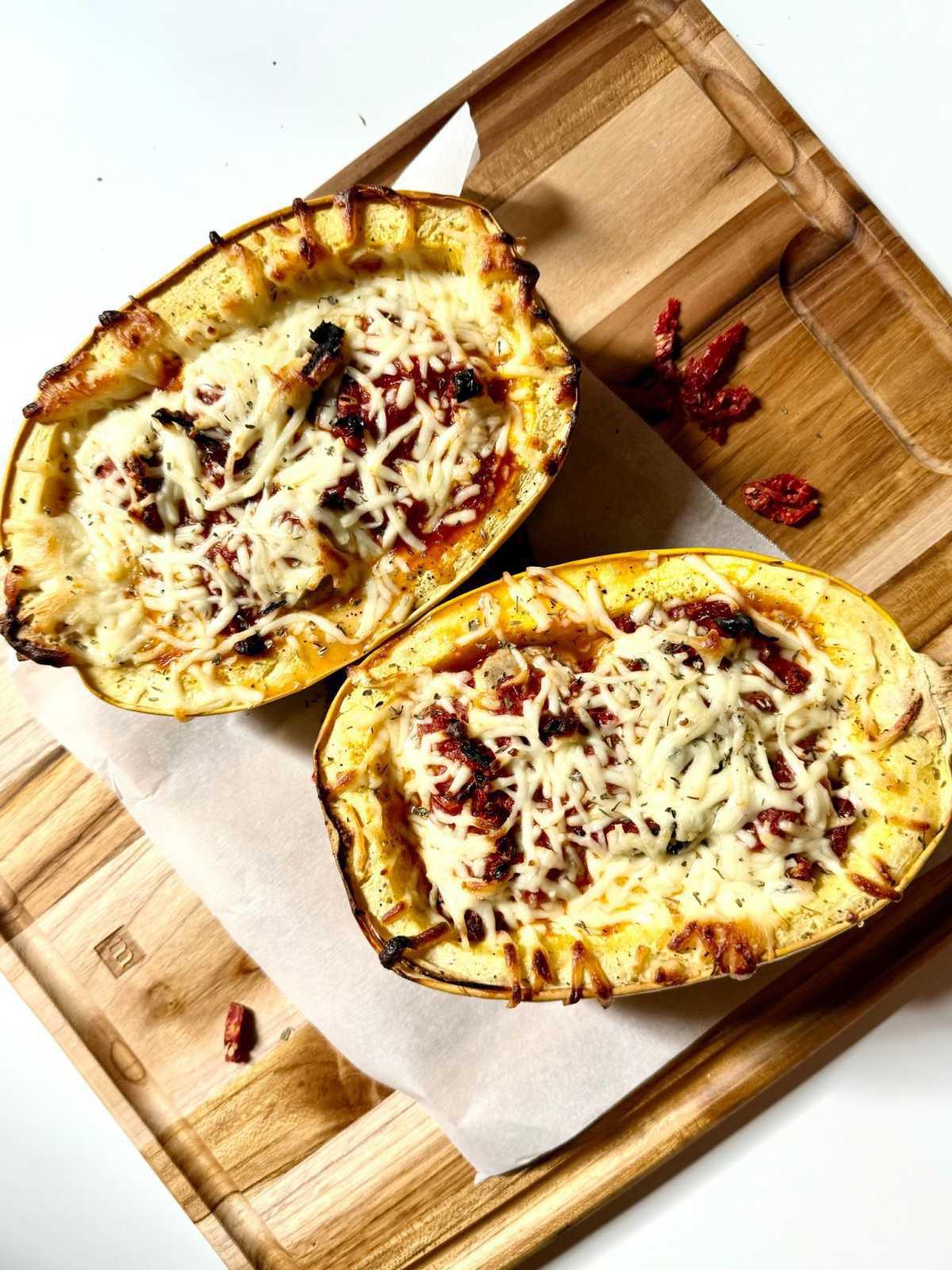 Roasted Spaghetti Squash with Turkey Meatballs