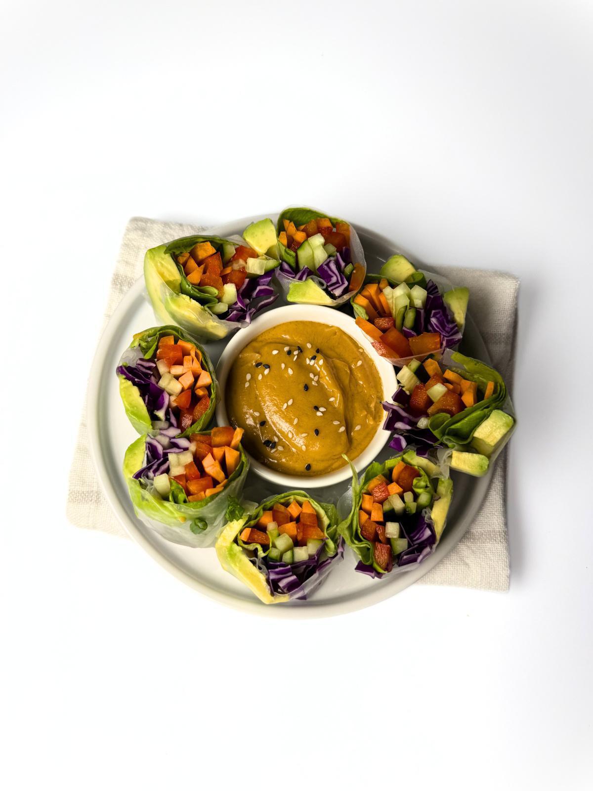 Vegetable Spring Rolls w/ Peanut Sauce Vegetable Spring Rolls w/ Peanut Sauce