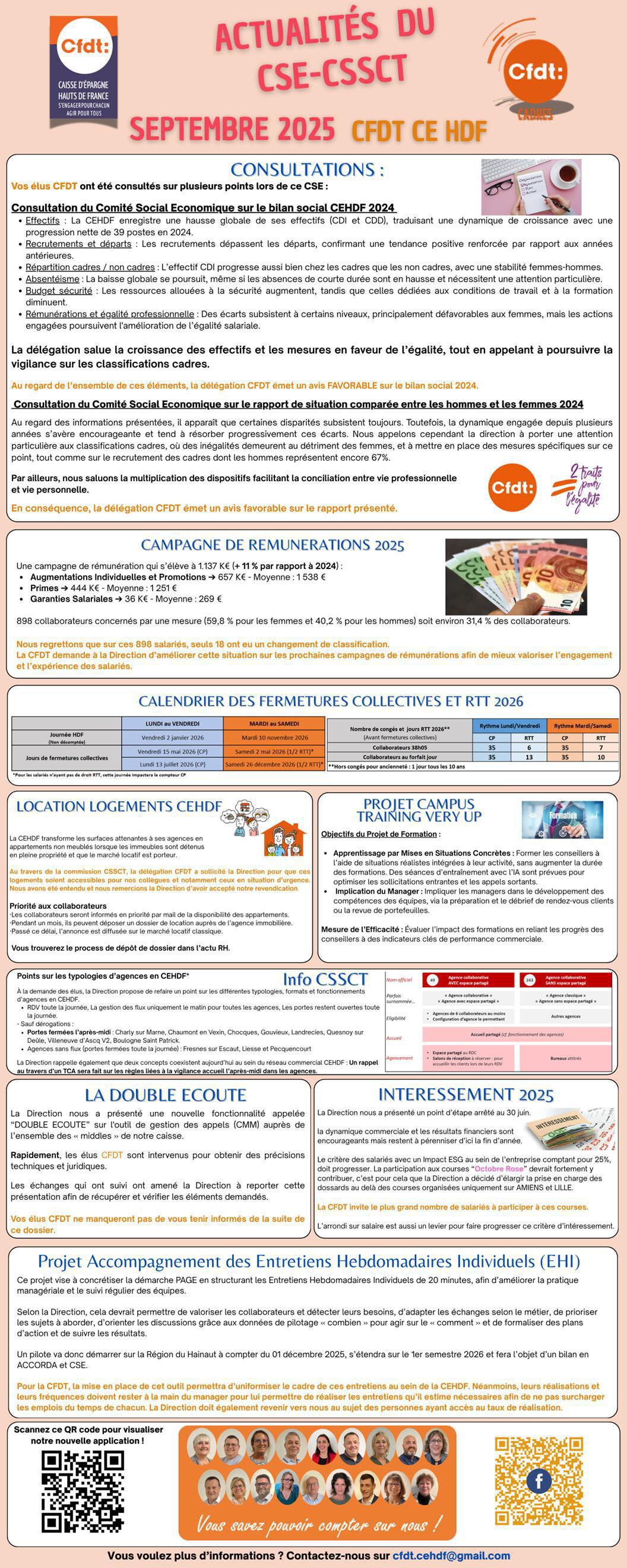 Actualités CFDT du CSE et CSSCT de septembre 2025