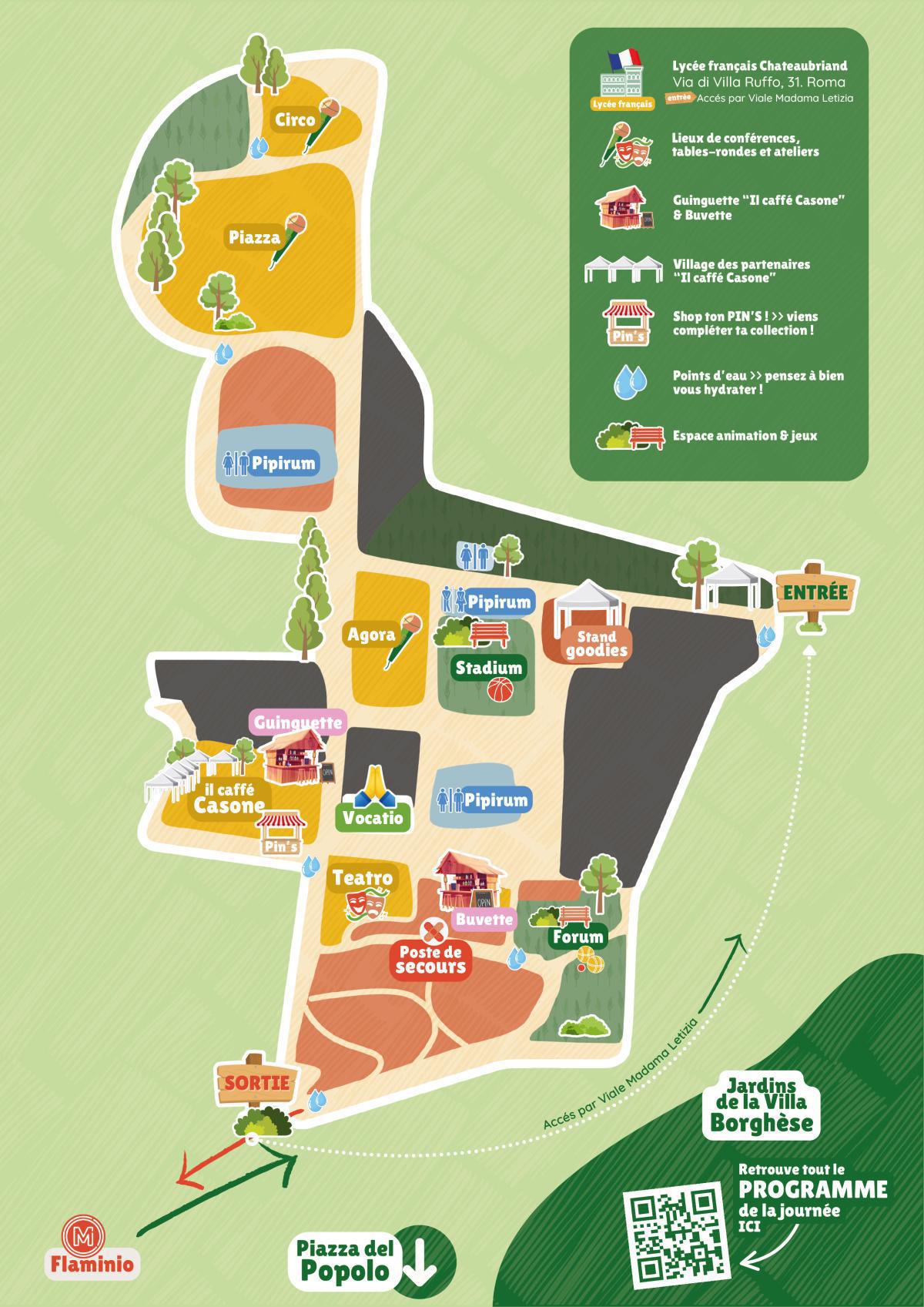 Plan de Rome et du lycée français