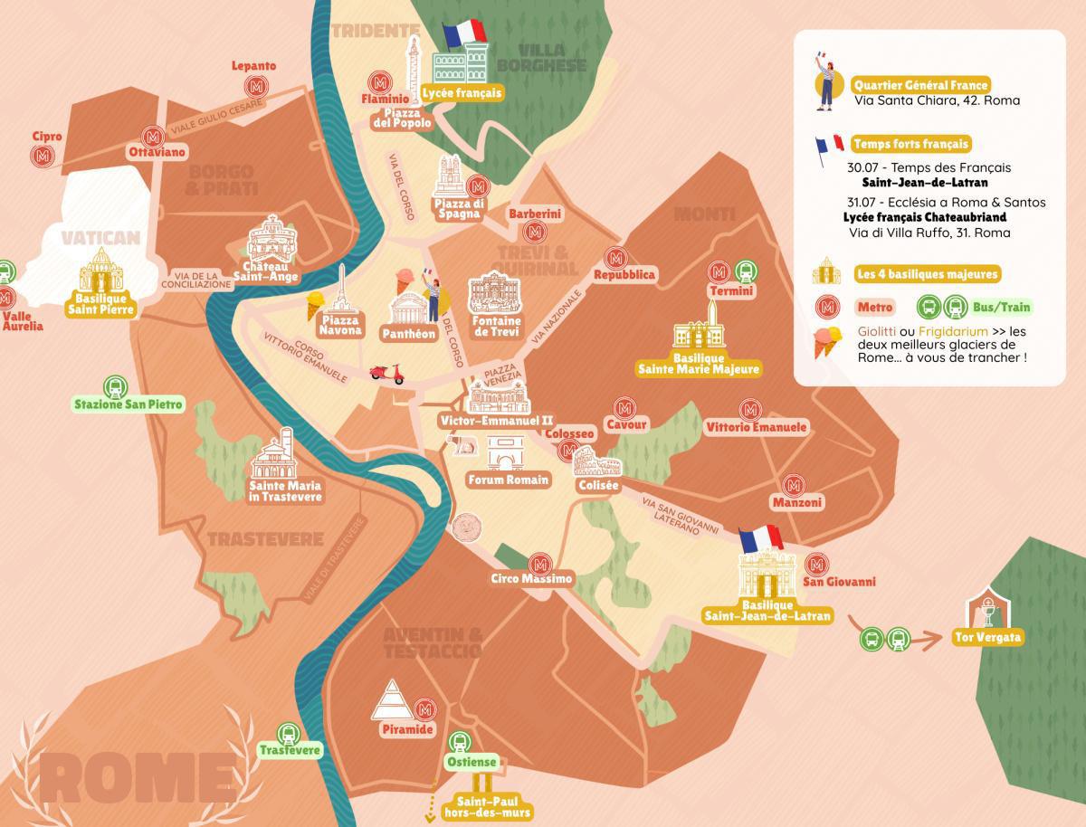 Plan de Rome et du lycée français
