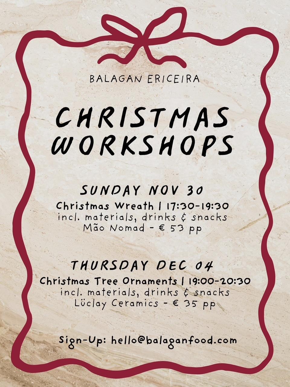 Christmas Tree ornaments workshop at Balagan