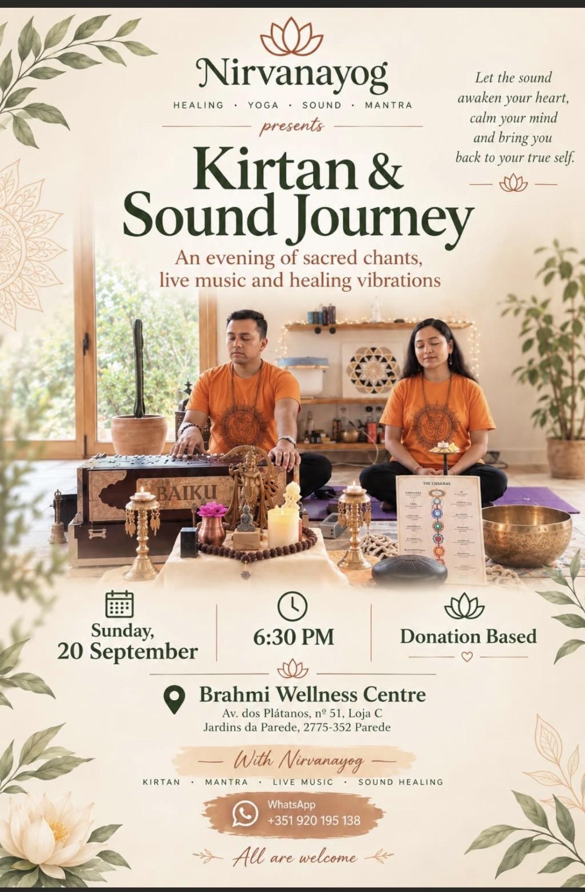 Kirtan & Sound Journey with Nirvanayog📍BrahmiWellness, Parede ▶️Donation