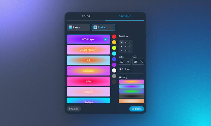 Radial gradients have arrived on GoodBarber! Radial gradients have arrived on GoodBarber!