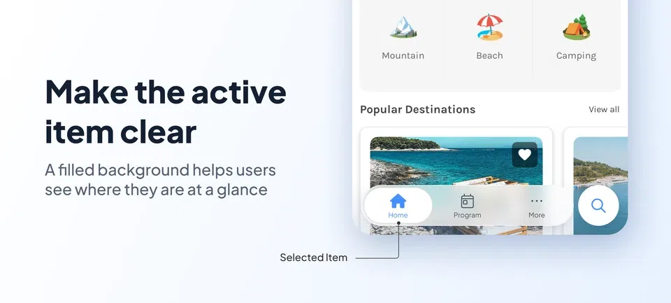 Bold TabBar: a more prominent navigation, designed to structure the interface