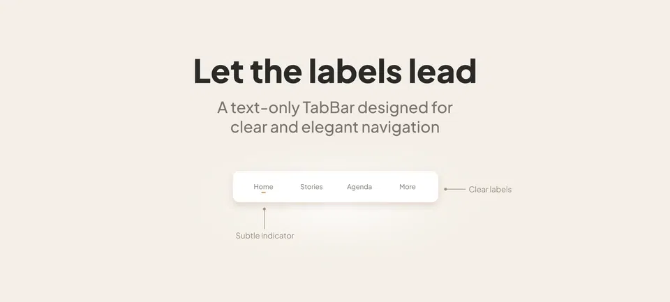 Clean TabBar: a text-only, subtle and elegant navigation Clean TabBar: a text-only, subtle and elegant navigation