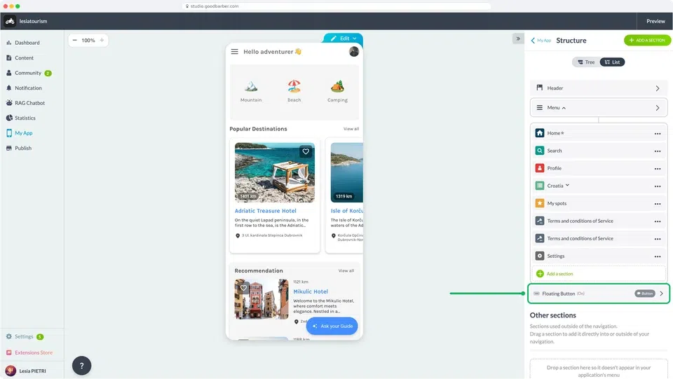 A global floating button: one key action, visible everywhere in your app