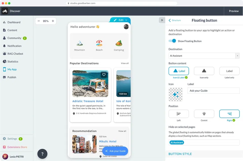 A global floating button: one key action, visible everywhere in your app