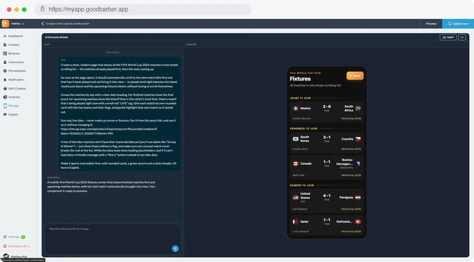 World Cup 2026: add a match schedule and results section to your app, no code required World Cup 2026: add a match schedule and results section to your app, no code required