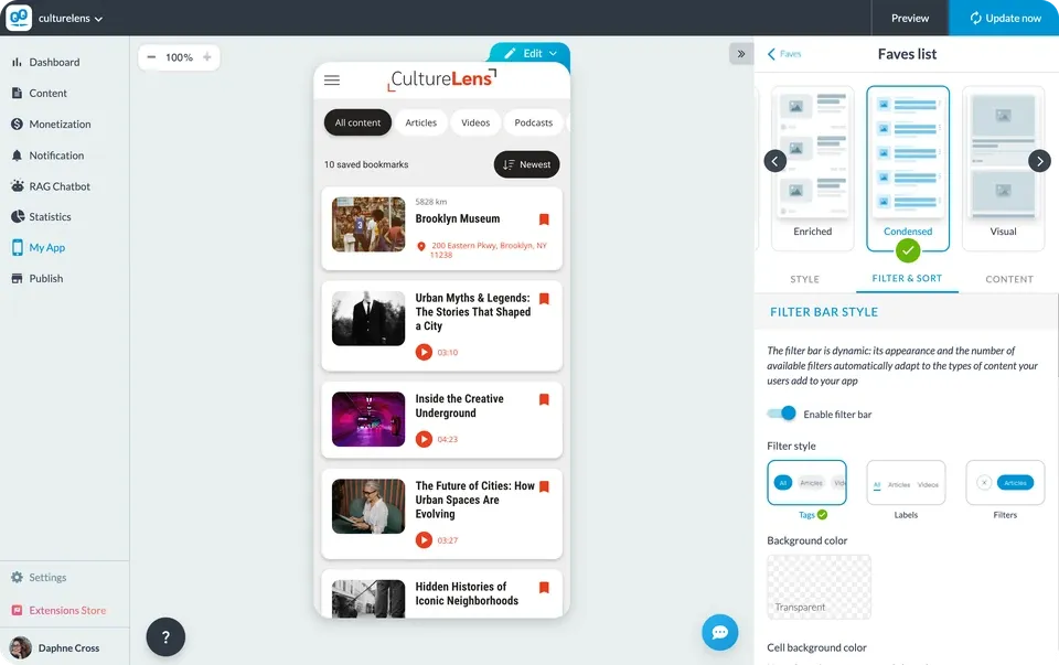 The new Favorites section: filter, sort and find your saved content