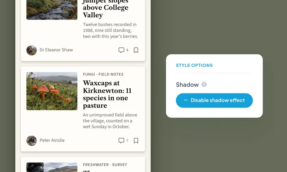How do I adjust the shadow in my app?