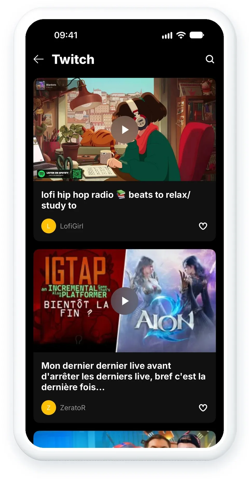 Your Twitch live streams and videos, now in your app