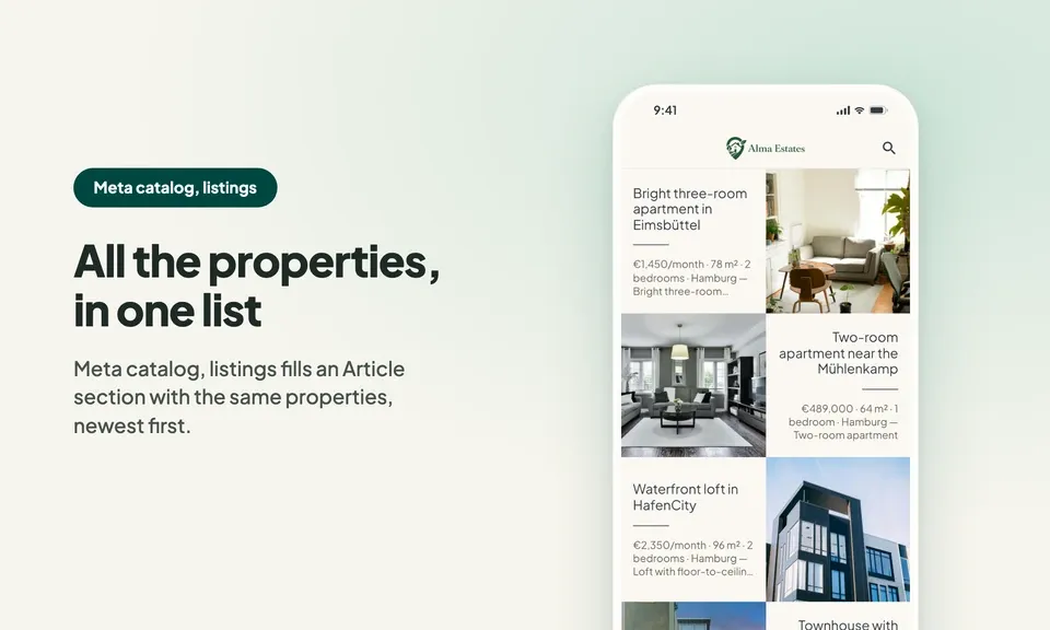 Your Meta real estate catalog now shows up in your agency's app