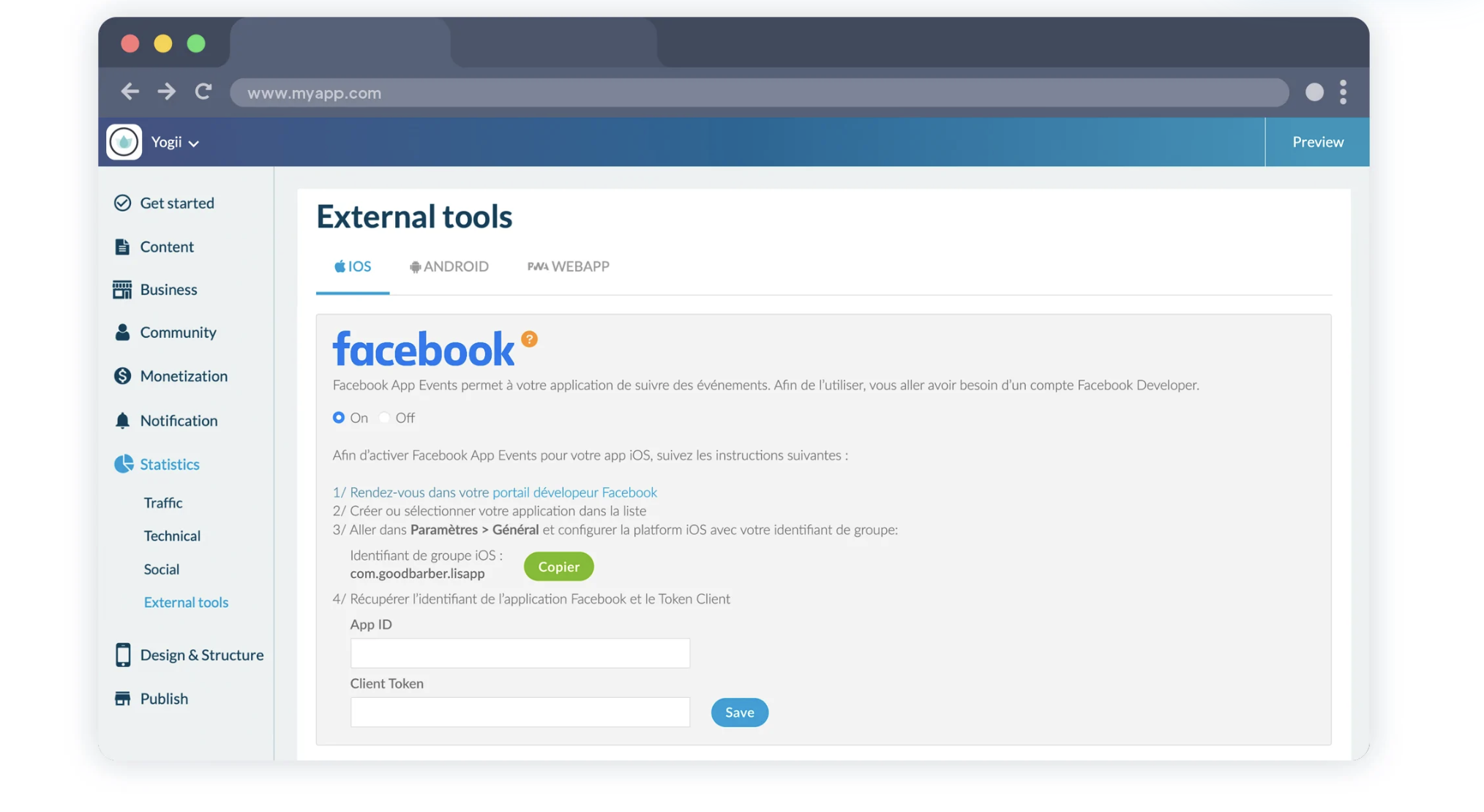 Facebook App Events in your GoodBarber back office