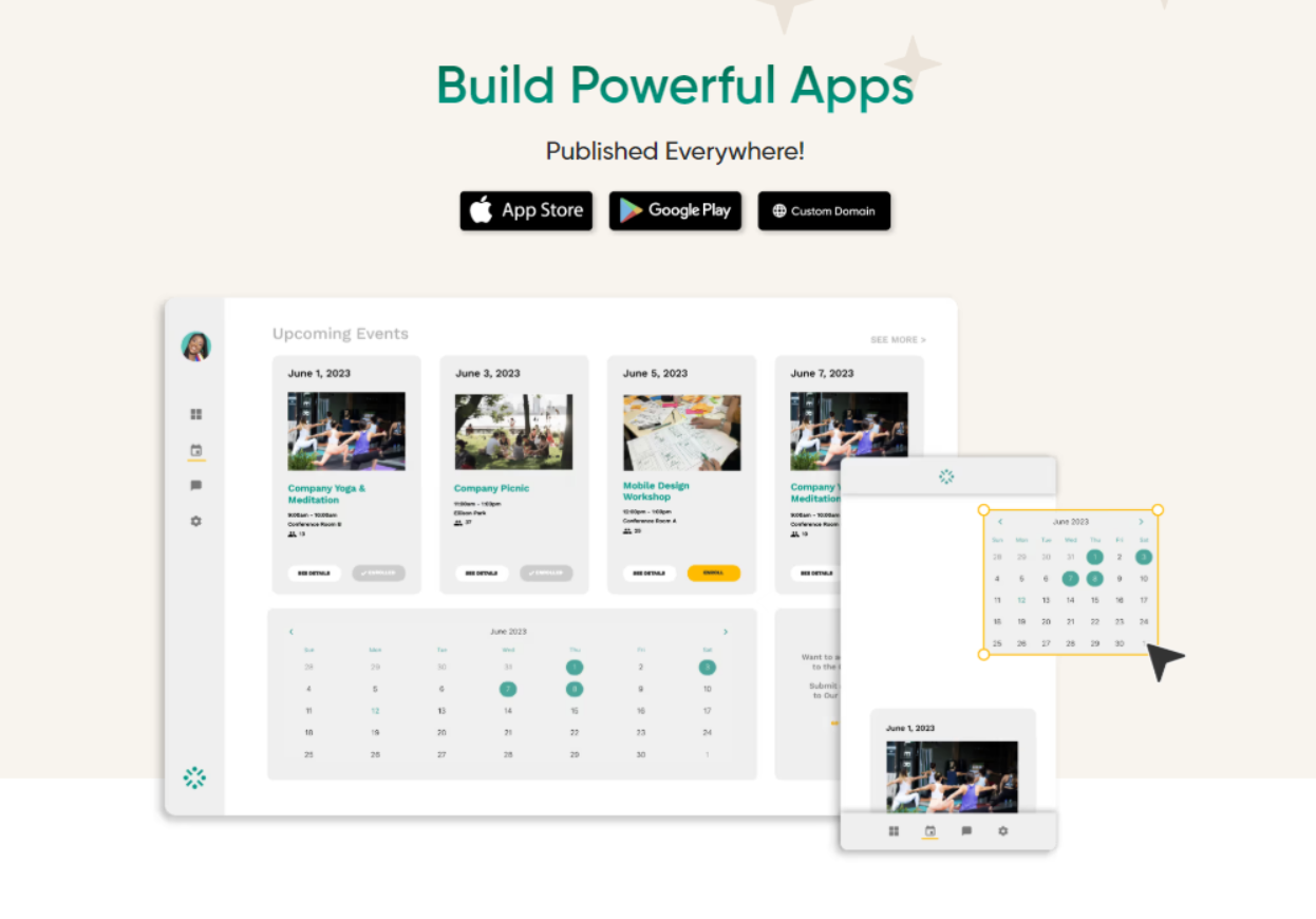 Adalo, Build Powerful Apps, Published Everywhere homepage