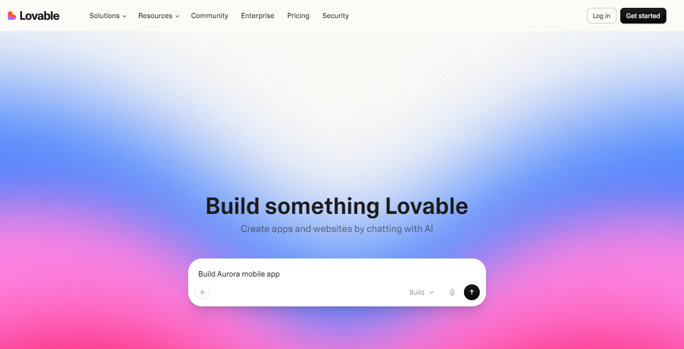 Lovable, Build something Lovable, chat-to-app homepage
