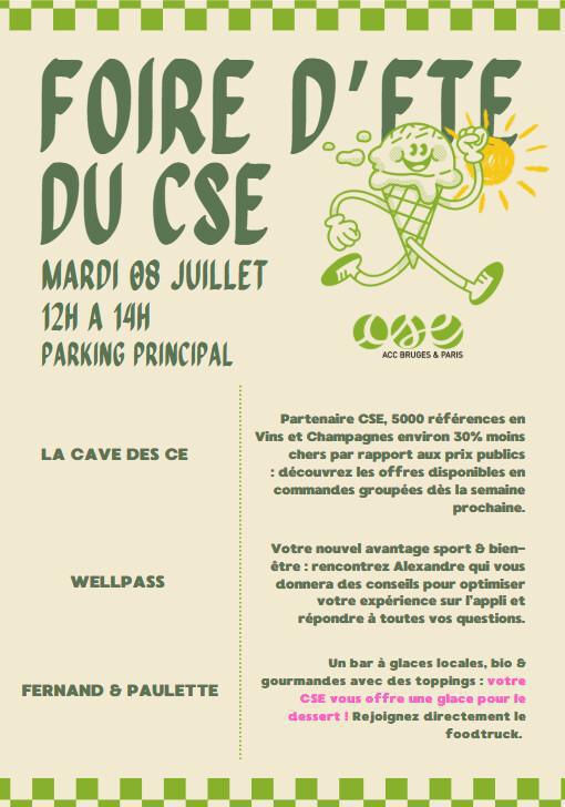 8 Juillet: Foire d'été du CSE - Glaces offertes - Well Pass - Commandes groupées de vins