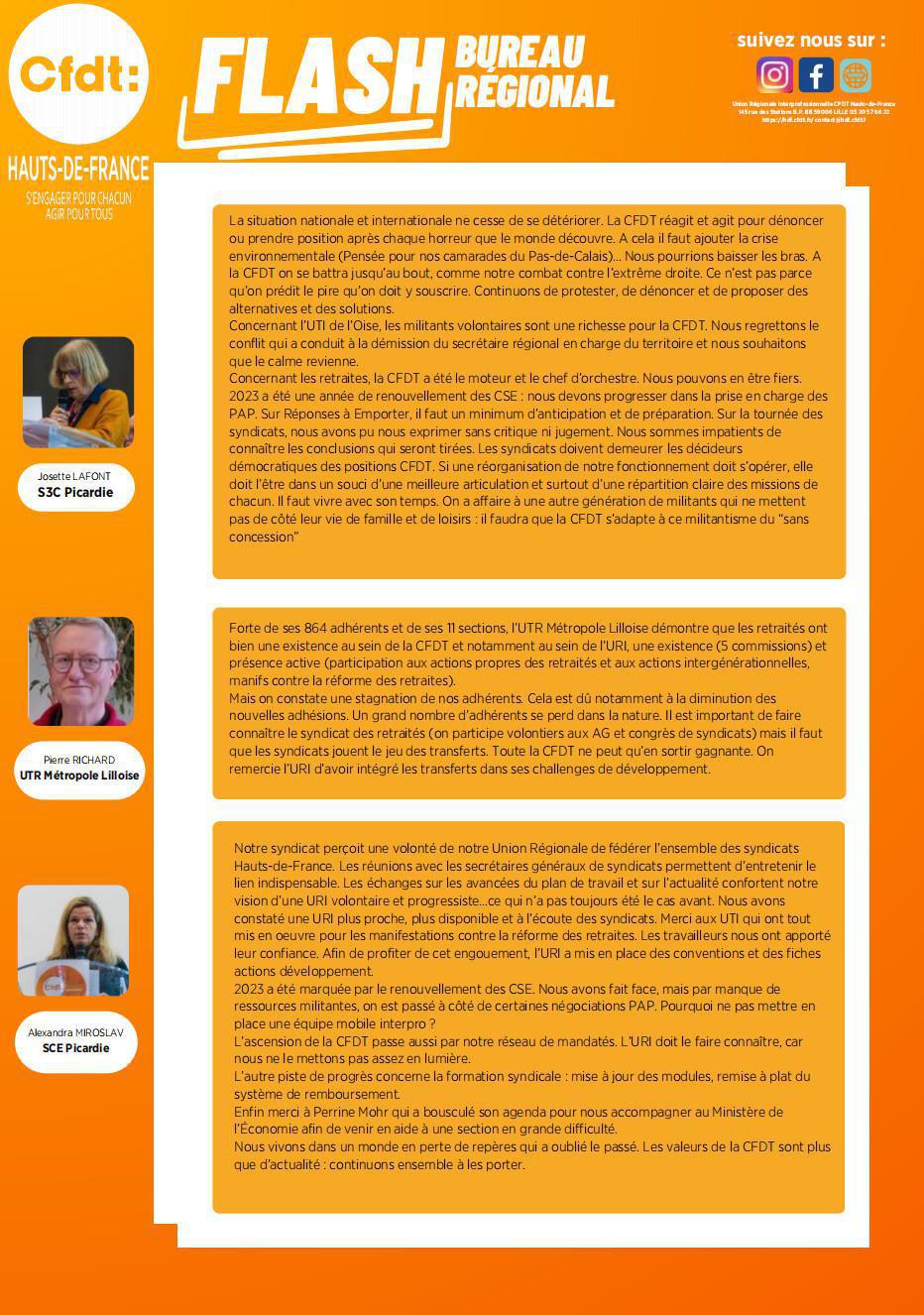 Flash Bureau Régional N°1 - Janvier 2024
