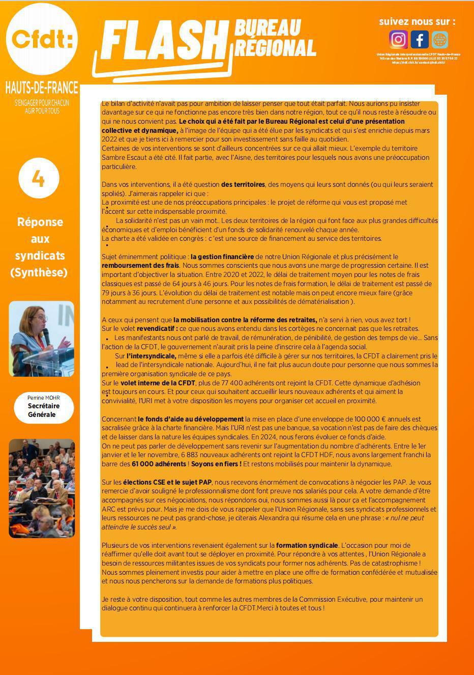 Flash Bureau Régional N°1 - Janvier 2024