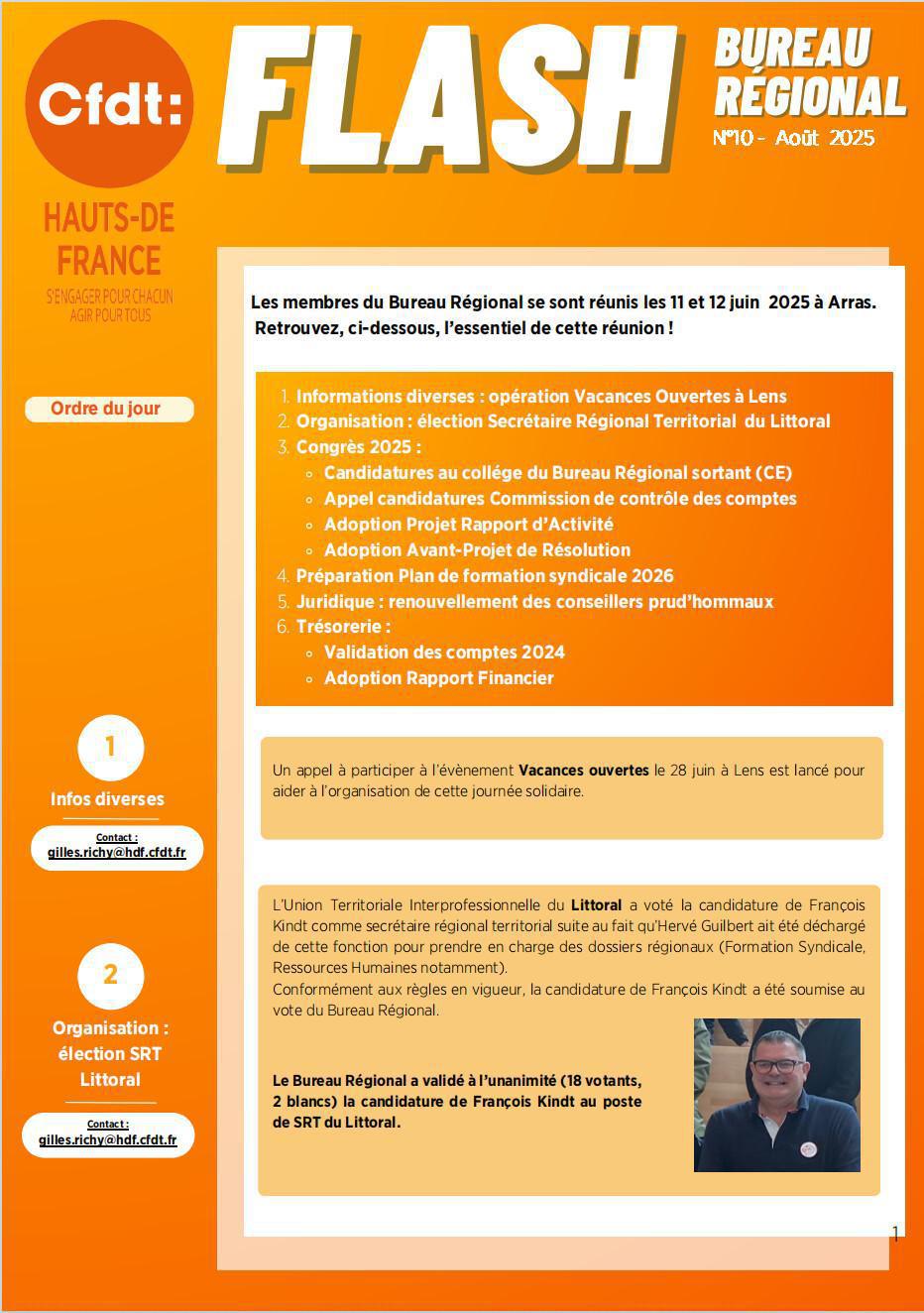 Flash Bureau Régional N°10 - Aout 2025