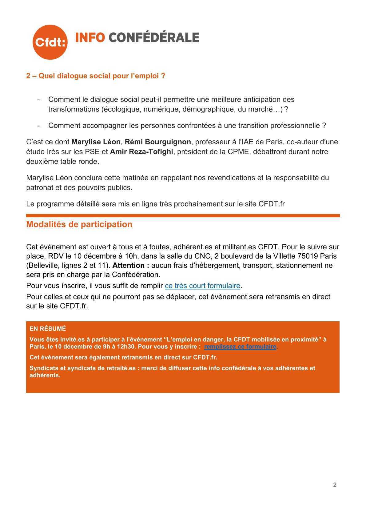 Emploi en danger : la CFDT mobilisée en proximité ! ​​​​​​​